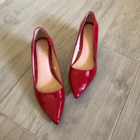 Zara Shoes - Zara Red Patent Leather Block Heels